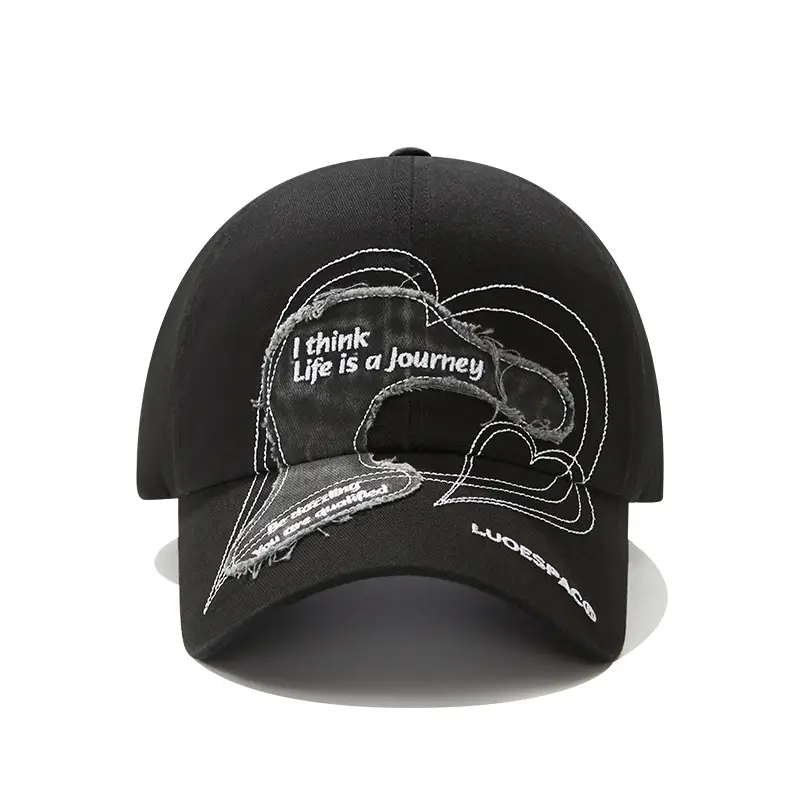 Women Retro Baseball Cap with Heart Embroidery Large Head — feature 14