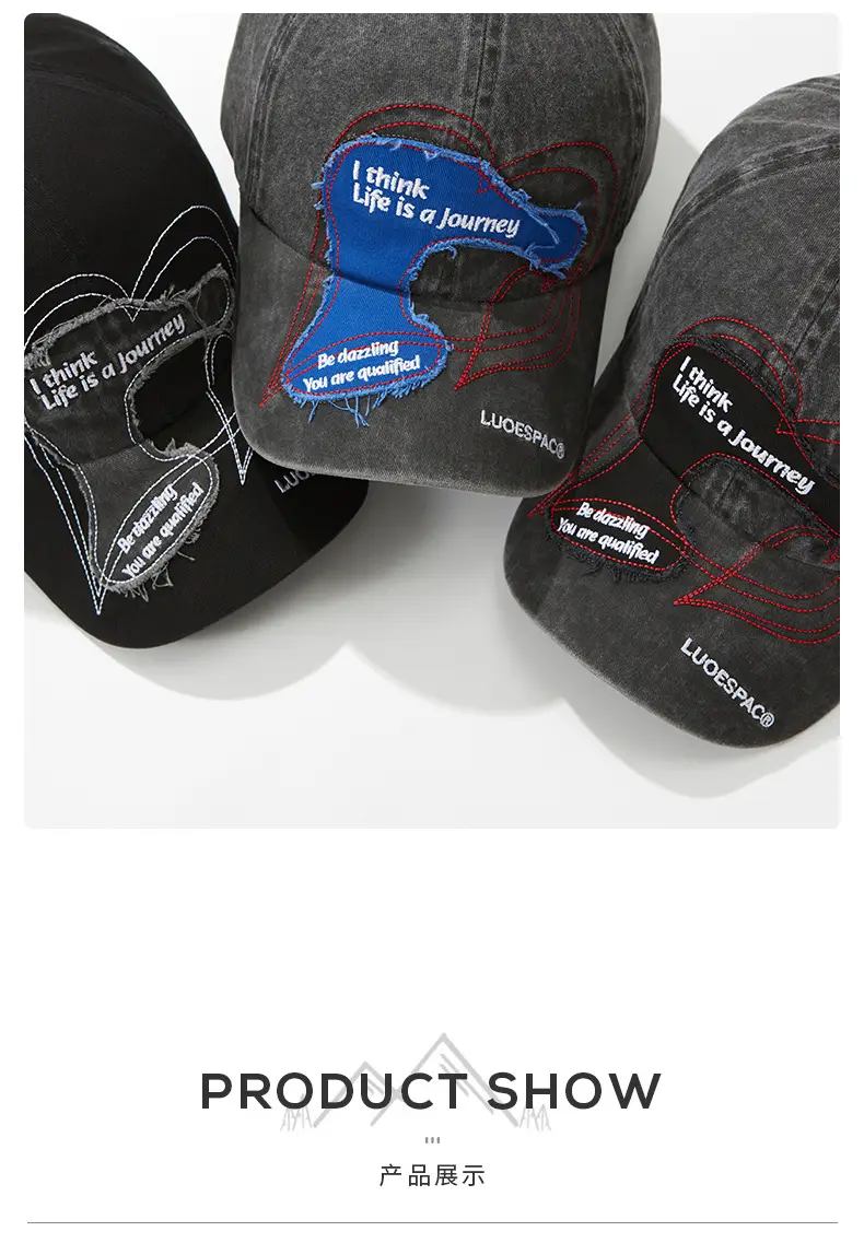 Women Retro Baseball Cap with Heart Embroidery Large Head — feature 6