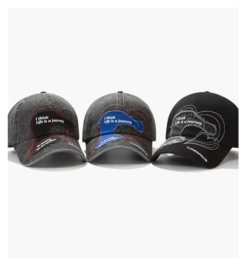 Women Retro Baseball Cap with Heart Embroidery Large Head — feature 8