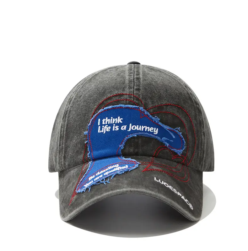 Women Retro Baseball Cap with Heart Embroidery Large Head — feature 9
