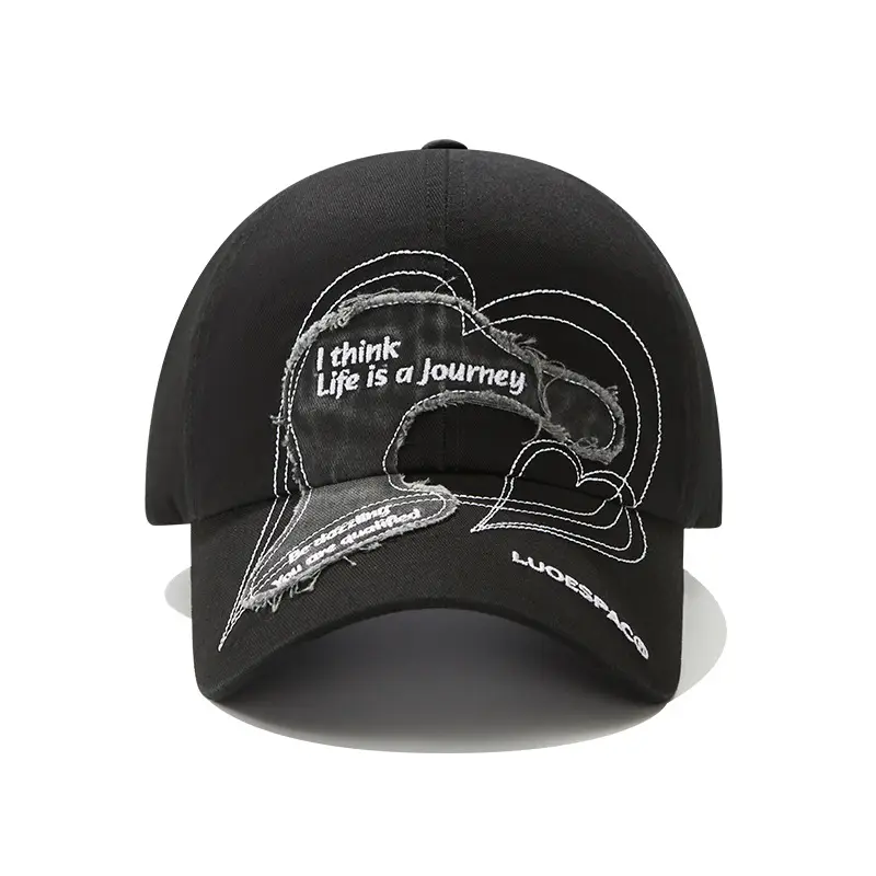 Women Retro Baseball Cap with Heart Embroidery Large Head