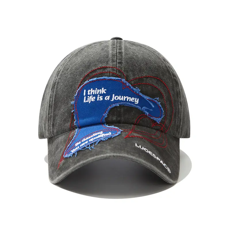 Women Retro Baseball Cap with Heart Embroidery Large Head - Image 2