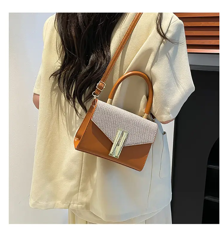 Women's Brown Leather Crossbody Bag with Gold Clasp — feature 22