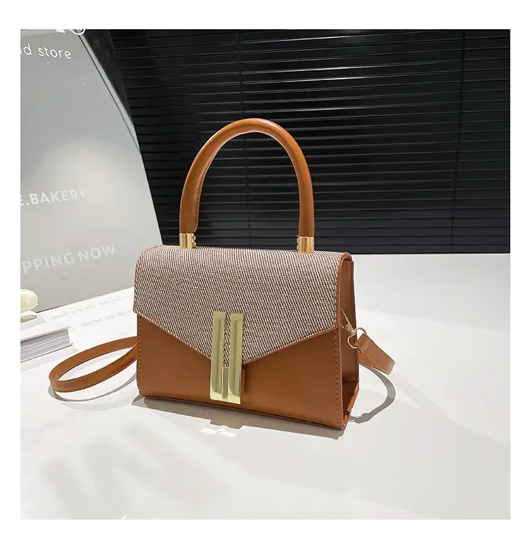 Women's Brown Leather Crossbody Bag with Gold Clasp — feature 24