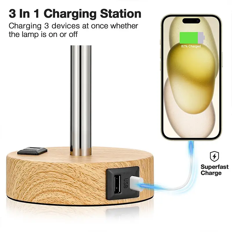 Wooden Touch Dimming Night Light for Bedside - Image 7