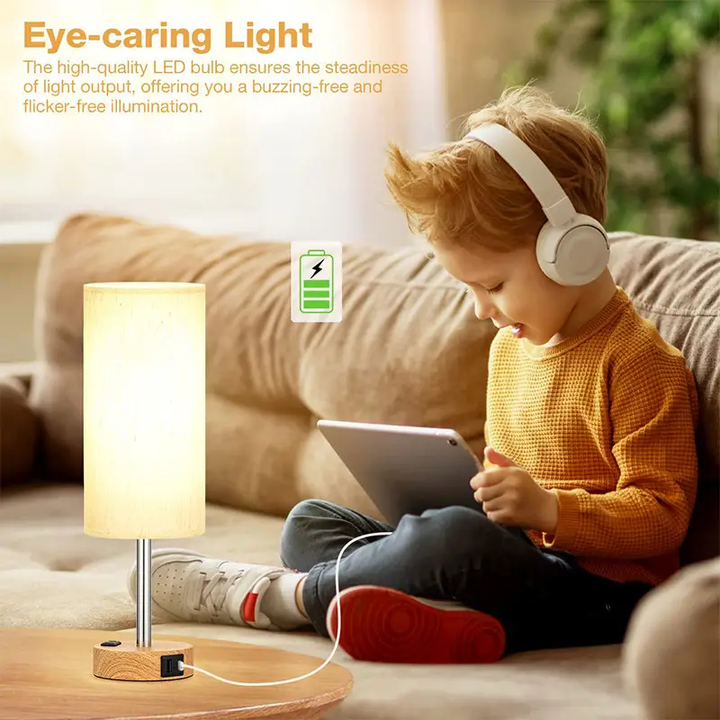Wooden Touch Dimming Night Light for Bedside — feature 6