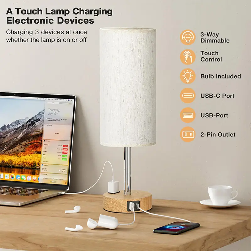 Wooden Touch Dimming Night Light for Bedside — feature 7