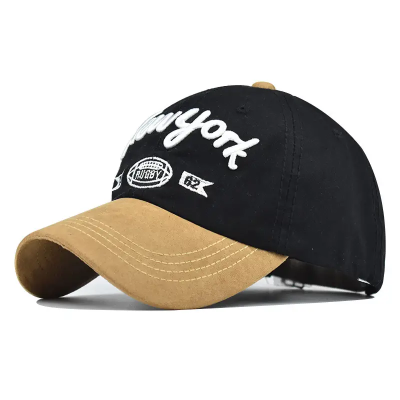 Black Korean Style Baseball Cap with White Embroidery - Image 5