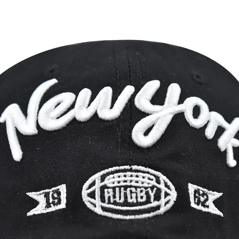 Black Korean Style Baseball Cap with White Embroidery - Image 7