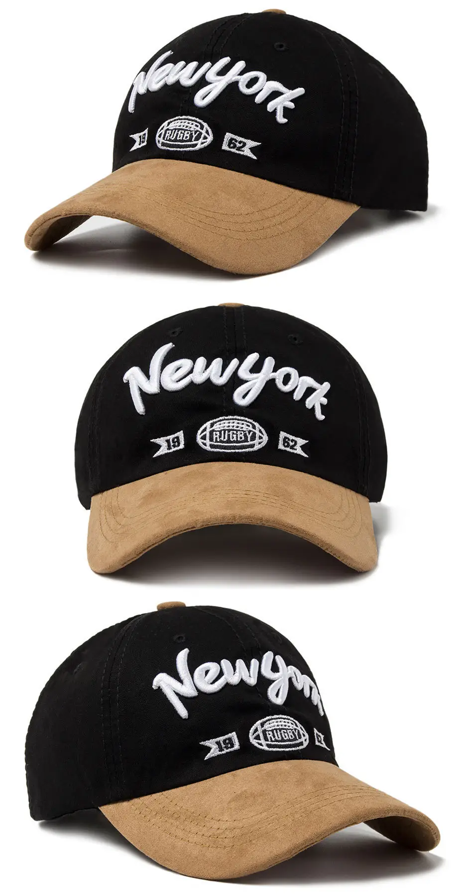 Black Korean Style Baseball Cap with White Embroidery — feature 3