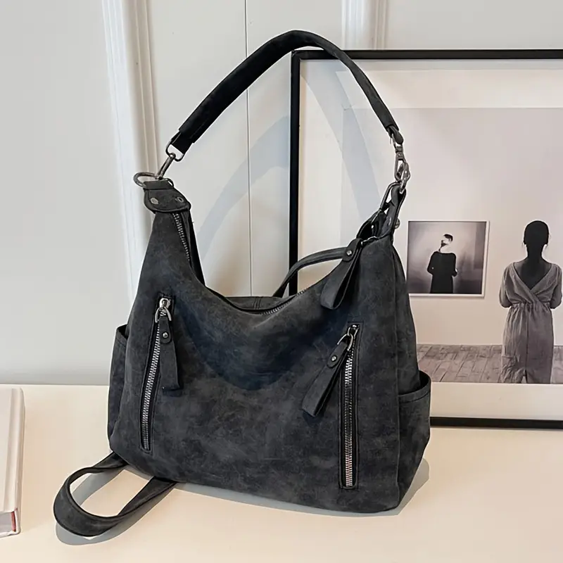 Women's Niche Texture Crossbody Bag Brown Leather — feature 10