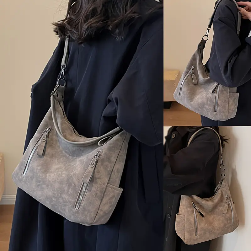 Women's Niche Texture Crossbody Bag Brown Leather — feature 11