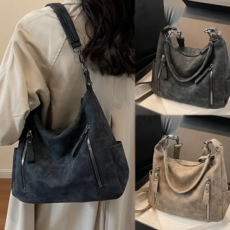 Women's Niche Texture Crossbody Bag Brown Leather — feature 12