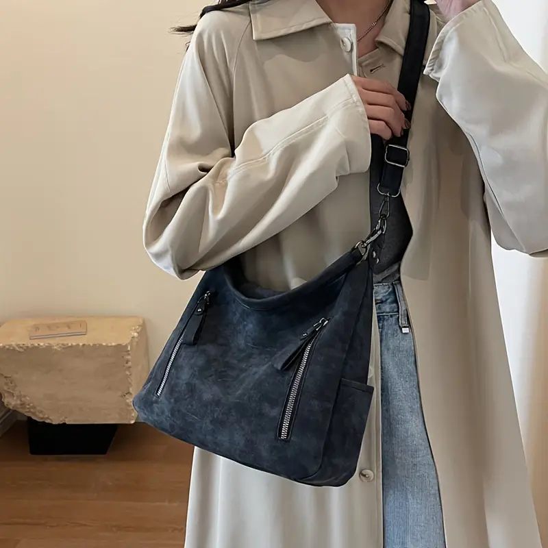 Women's Niche Texture Crossbody Bag Brown Leather — feature 15