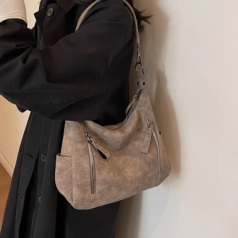 Women's Niche Texture Crossbody Bag Brown Leather — feature 16