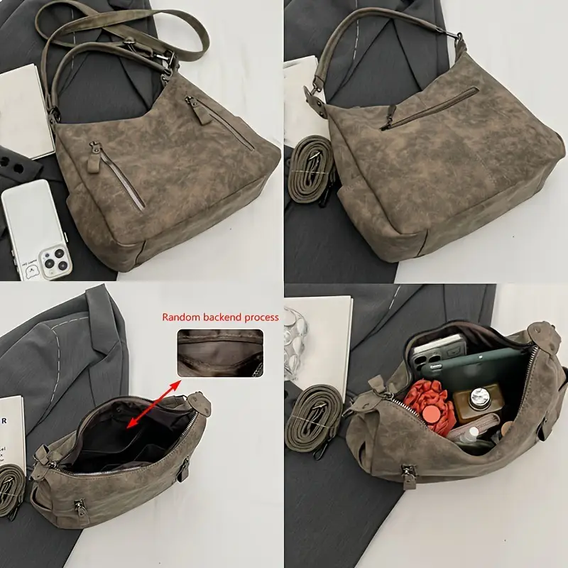 Women's Niche Texture Crossbody Bag Brown Leather — feature 18