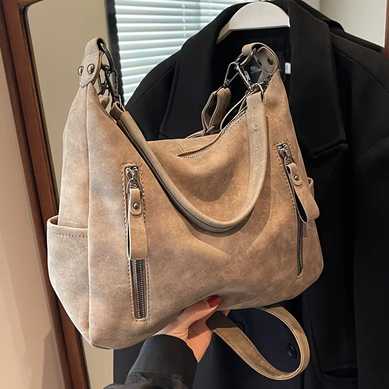Women's Niche Texture Crossbody Bag Brown Leather — feature 3