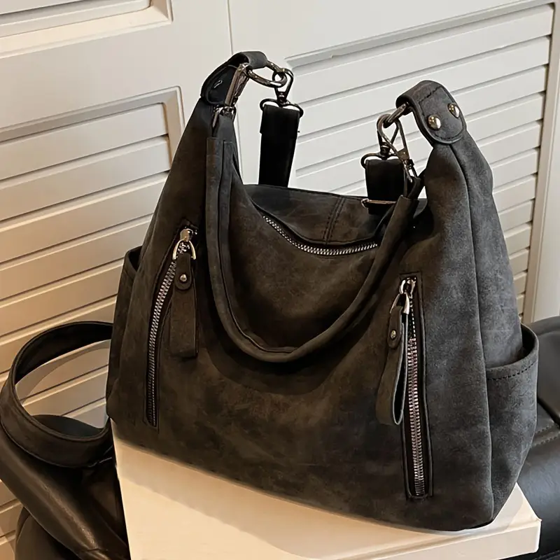 Women's Niche Texture Crossbody Bag Brown Leather — feature 4