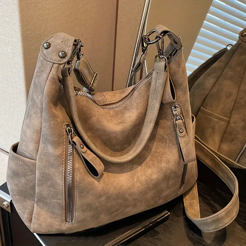 Women's Niche Texture Crossbody Bag Brown Leather — feature 5