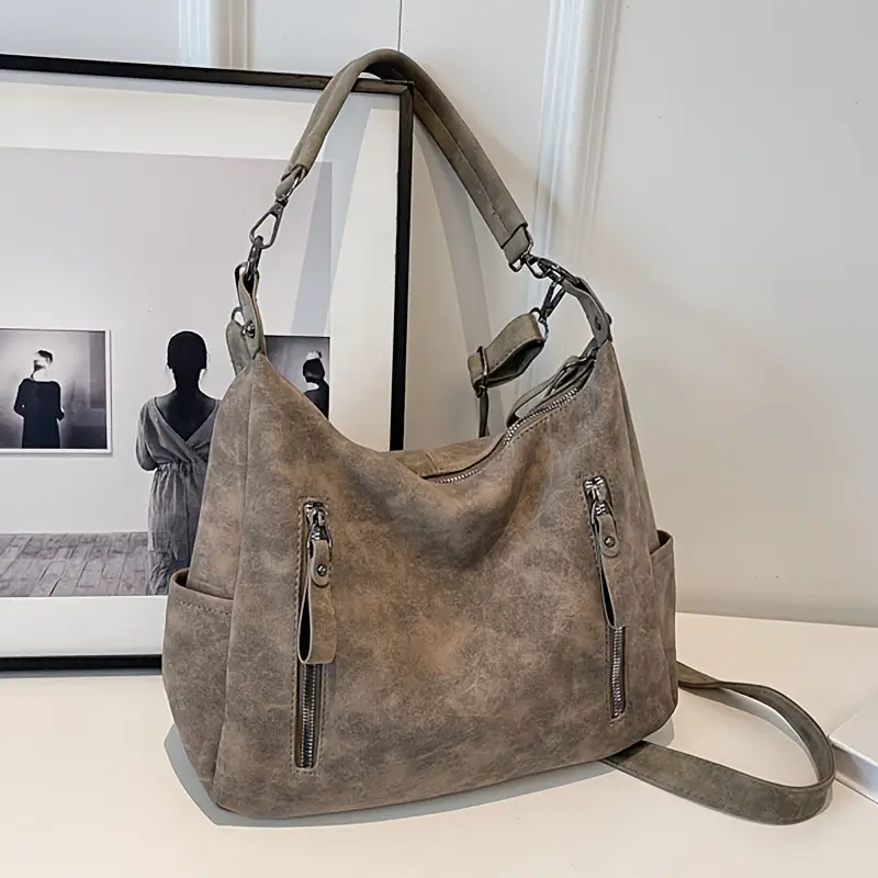 Women's Niche Texture Crossbody Bag Brown Leather — feature 9