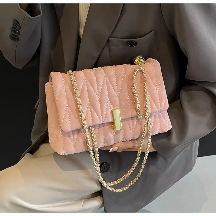 Women Pleated Chain Shoulder Bag Cream Summer 2024 — feature 30