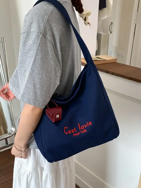 Red Canvas Shoulder Bag for Women Large Capacity 2026