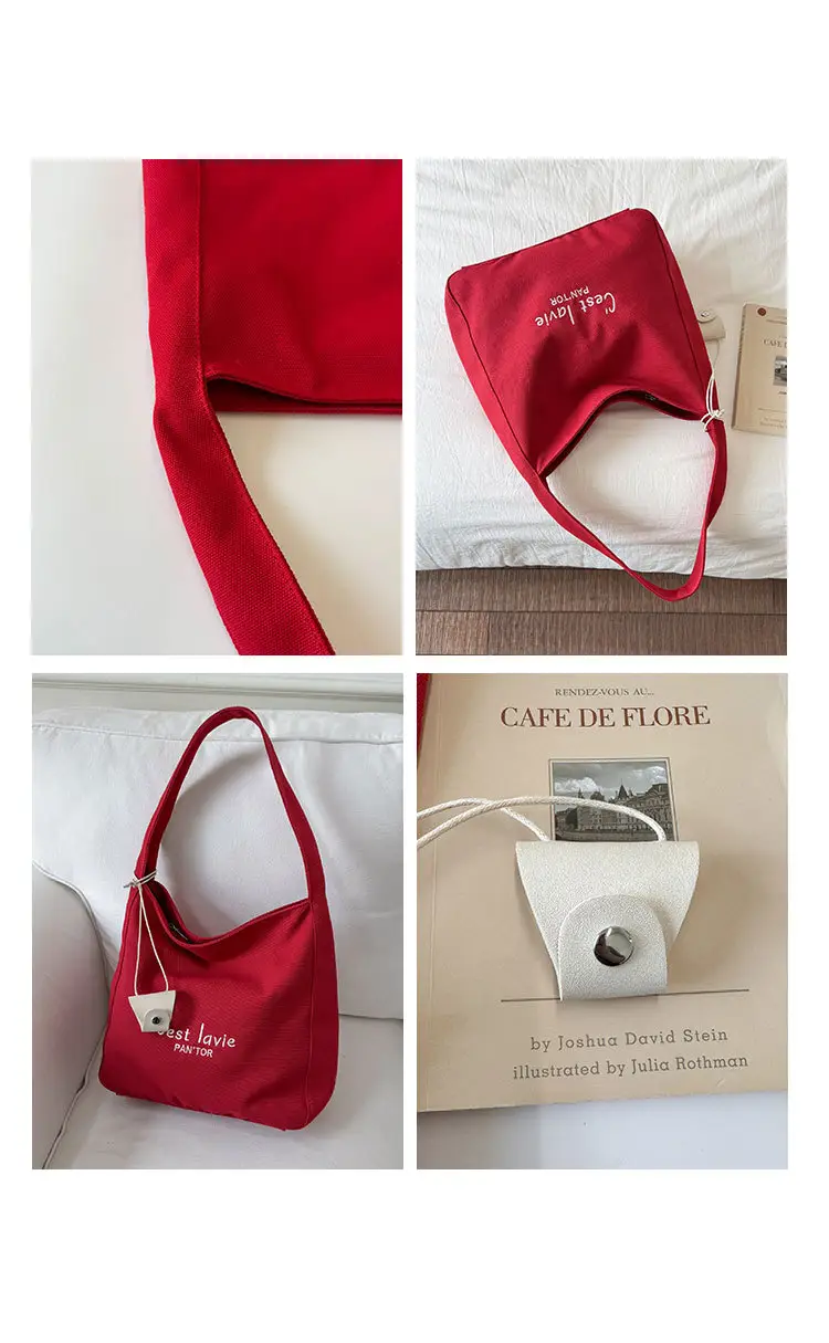 Red Canvas Shoulder Bag for Women Large Capacity 2026 — feature 4