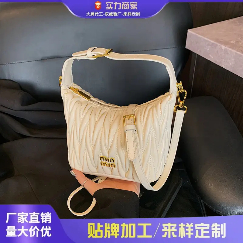Women's Embroidered Underarm Crossbody Bag Cream Gold - Image 6