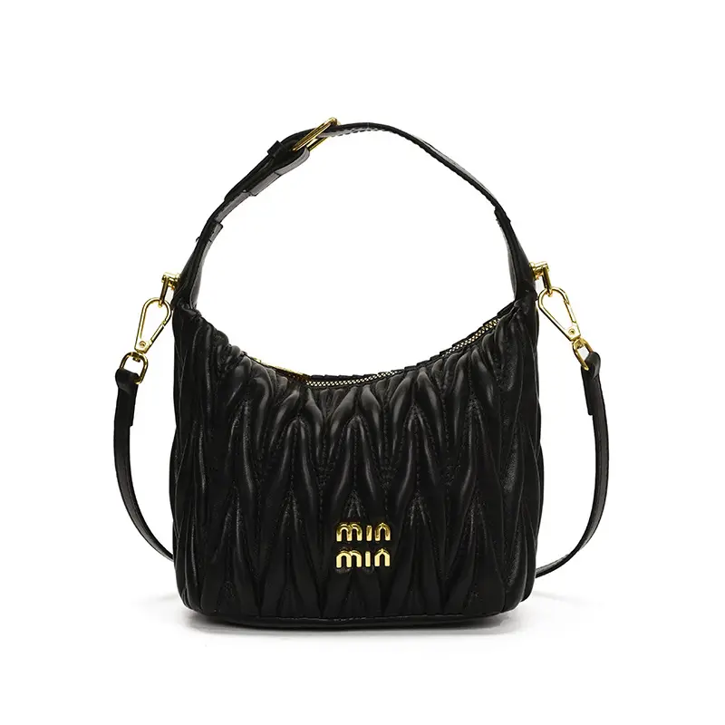 Women's Embroidered Underarm Crossbody Bag Cream Gold - Image 10