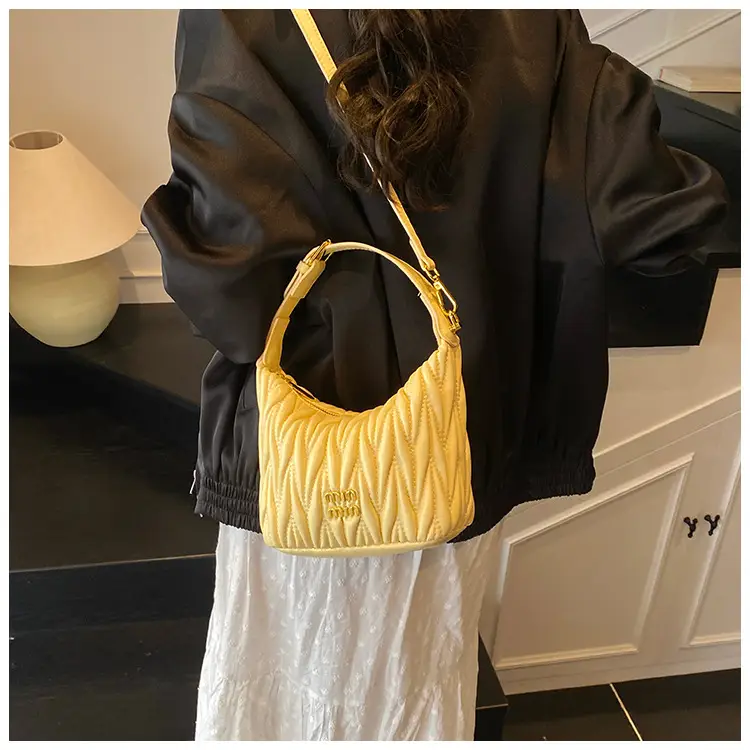 Women's Embroidered Underarm Crossbody Bag Cream Gold — feature 11