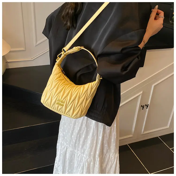 Women's Embroidered Underarm Crossbody Bag Cream Gold — feature 13