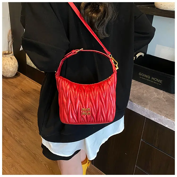 Women's Embroidered Underarm Crossbody Bag Cream Gold — feature 16