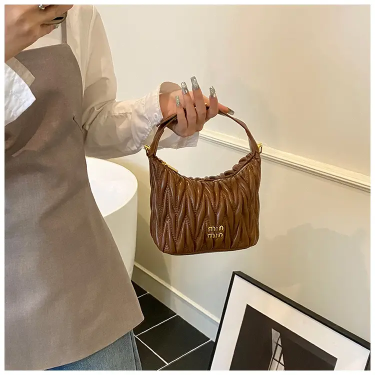 Women's Embroidered Underarm Crossbody Bag Cream Gold — feature 20