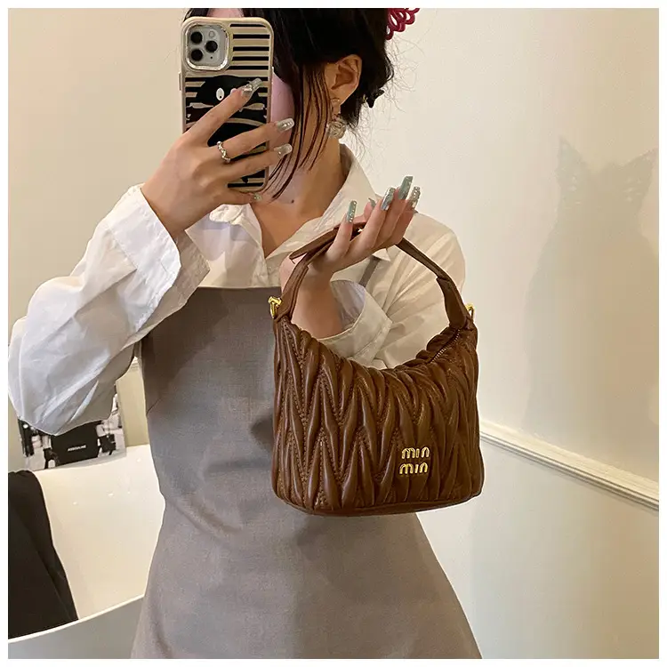 Women's Embroidered Underarm Crossbody Bag Cream Gold — feature 21