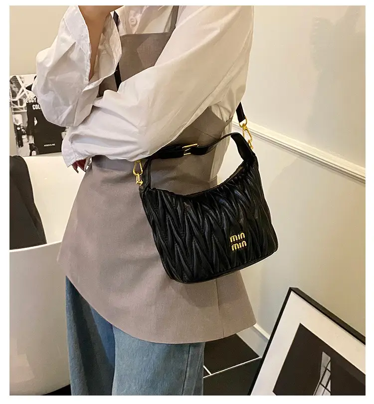 Women's Embroidered Underarm Crossbody Bag Cream Gold — feature 3