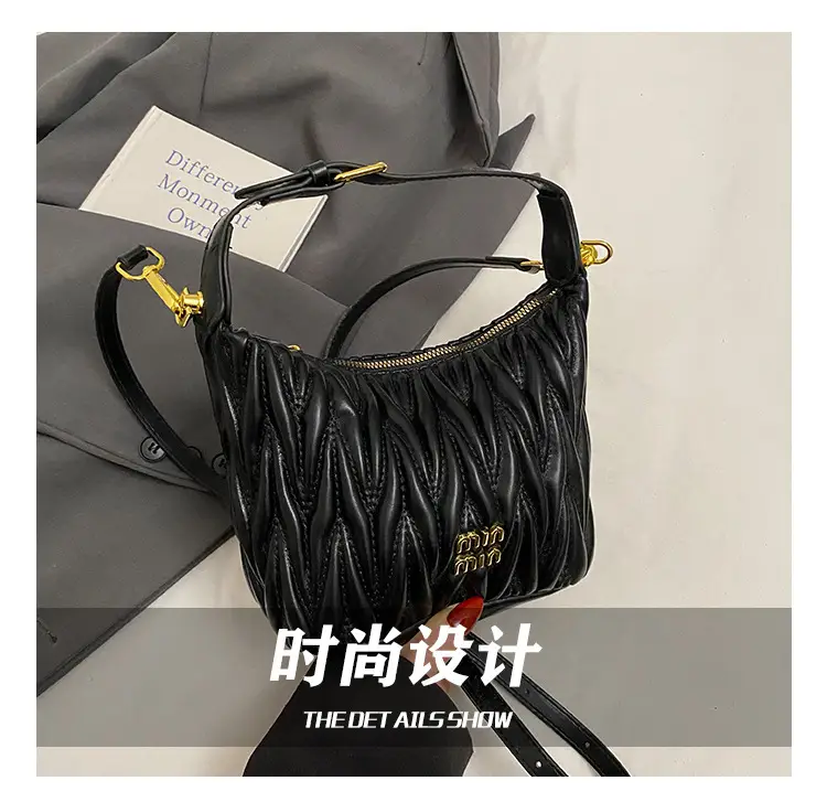Women's Embroidered Underarm Crossbody Bag Cream Gold — feature 7
