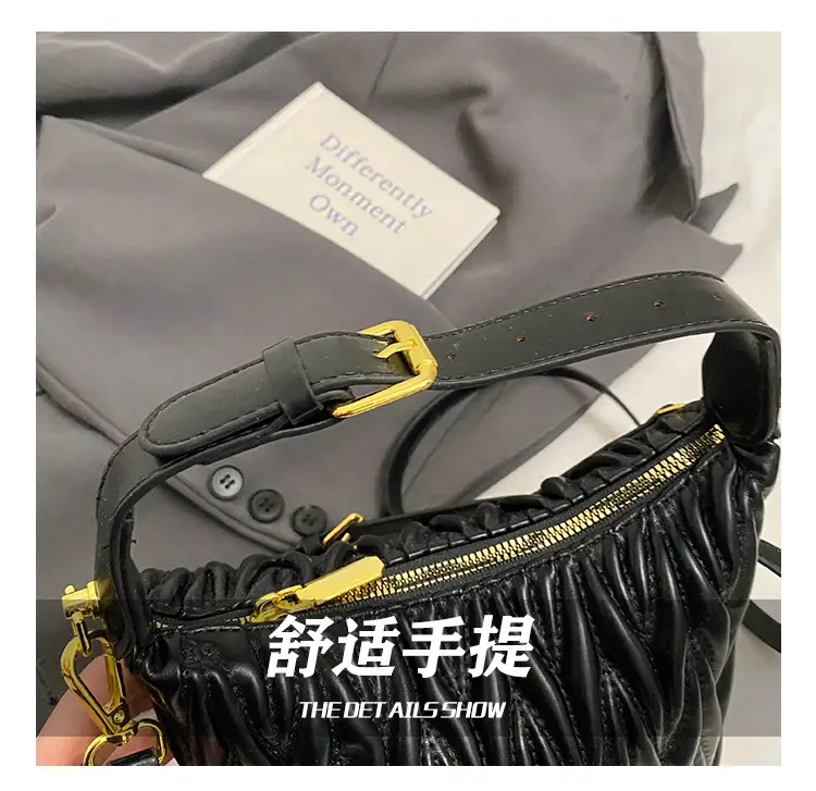 Women's Embroidered Underarm Crossbody Bag Cream Gold — feature 8