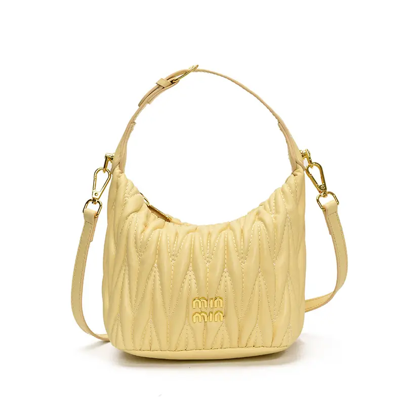 Women's Embroidered Underarm Crossbody Bag Cream Gold - Image 2