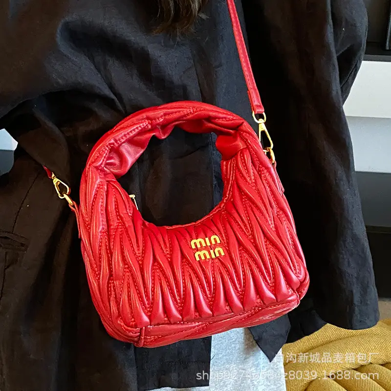 Silver Pleated Shoulder Bag for Women Casual Luxury Handbag - Image 9