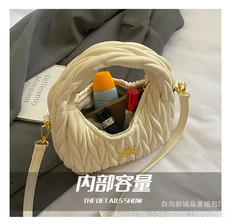 Silver Pleated Shoulder Bag for Women Casual Luxury Handbag — feature 10