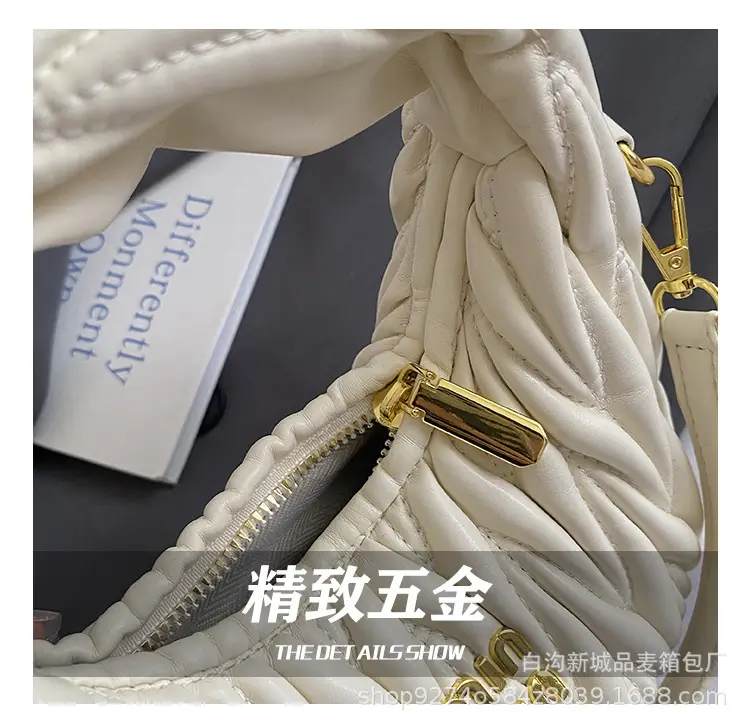Silver Pleated Shoulder Bag for Women Casual Luxury Handbag — feature 11