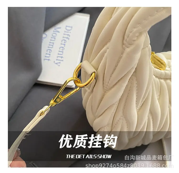 Silver Pleated Shoulder Bag for Women Casual Luxury Handbag — feature 15
