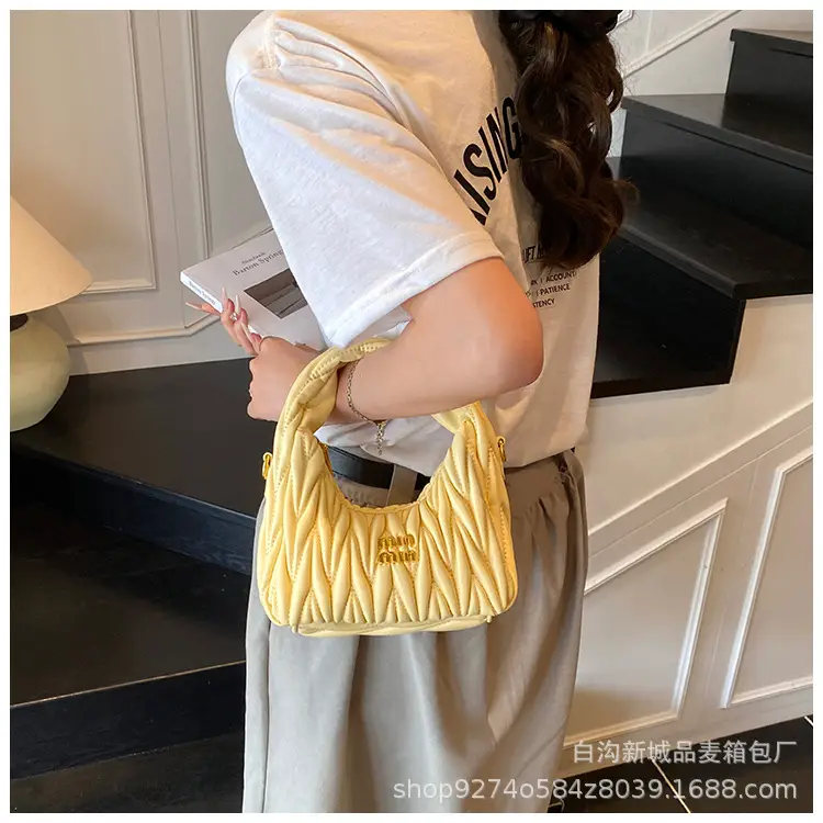 Silver Pleated Shoulder Bag for Women Casual Luxury Handbag — feature 25