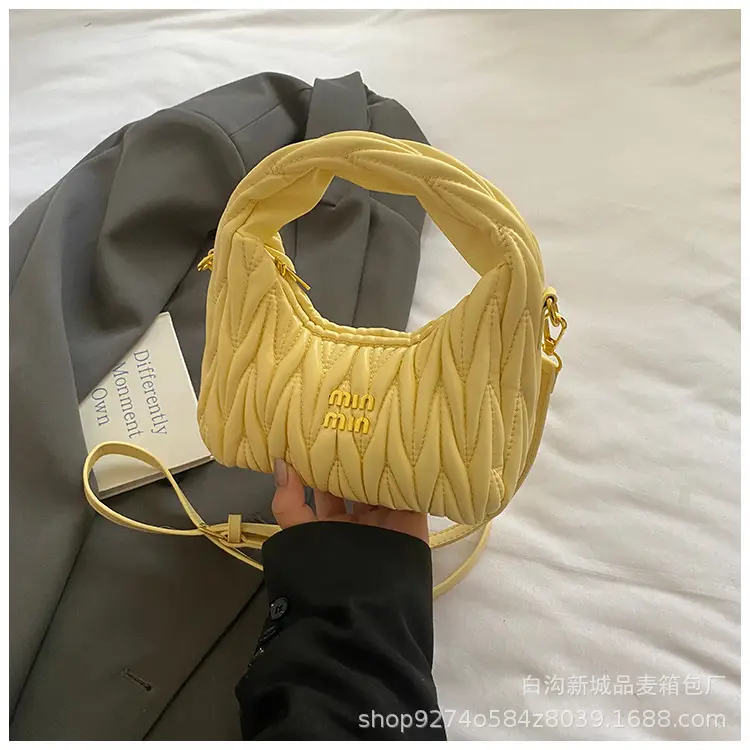 Silver Pleated Shoulder Bag for Women Casual Luxury Handbag - Image 2