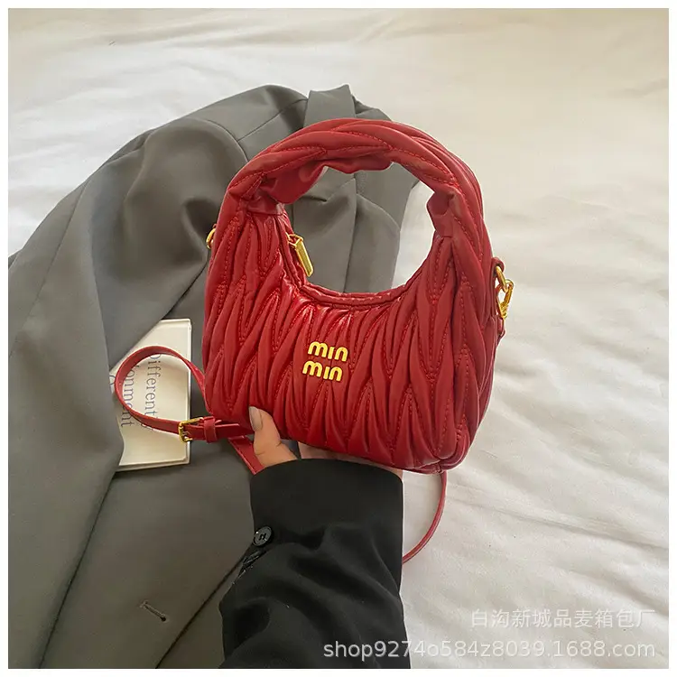 Silver Pleated Shoulder Bag for Women Casual Luxury Handbag - Image 3