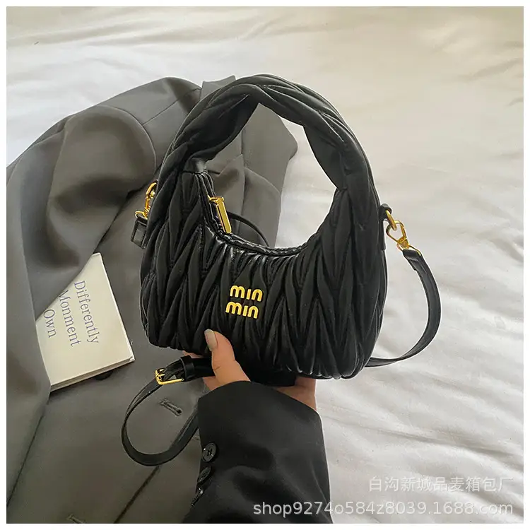 Silver Pleated Shoulder Bag for Women Casual Luxury Handbag - Image 4