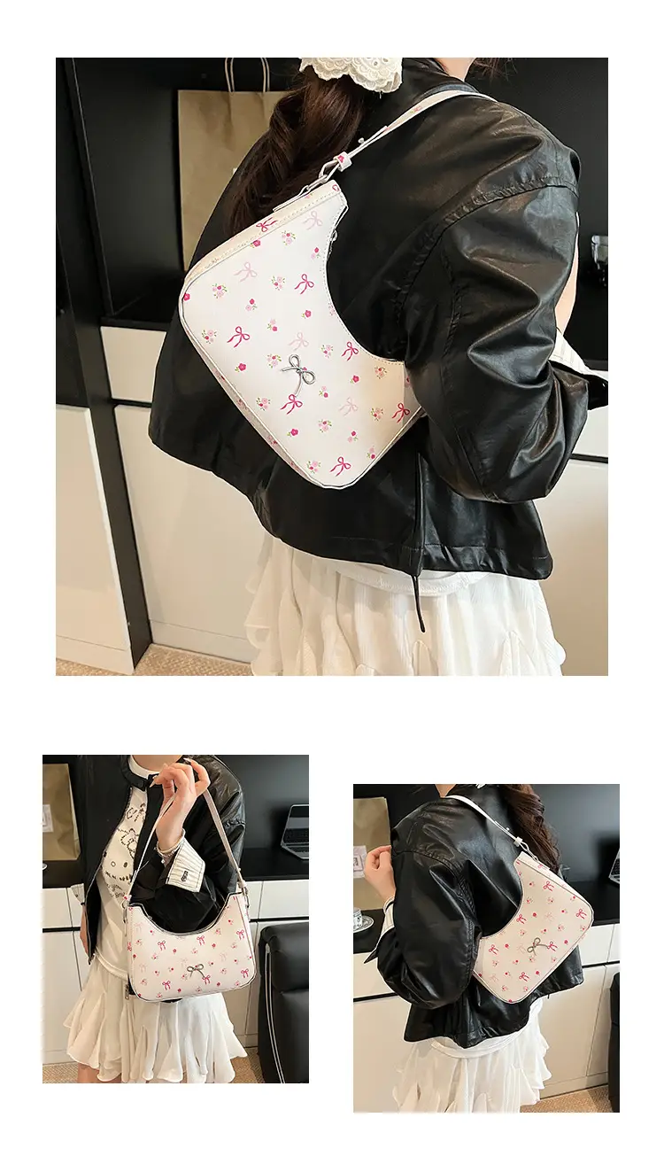 Pink Sweet Print One Shoulder Handbag for Women — feature 10