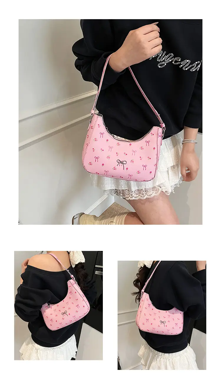 Pink Sweet Print One Shoulder Handbag for Women — feature 11