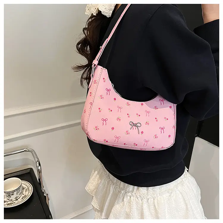 Pink Sweet Print One Shoulder Handbag for Women — feature 20