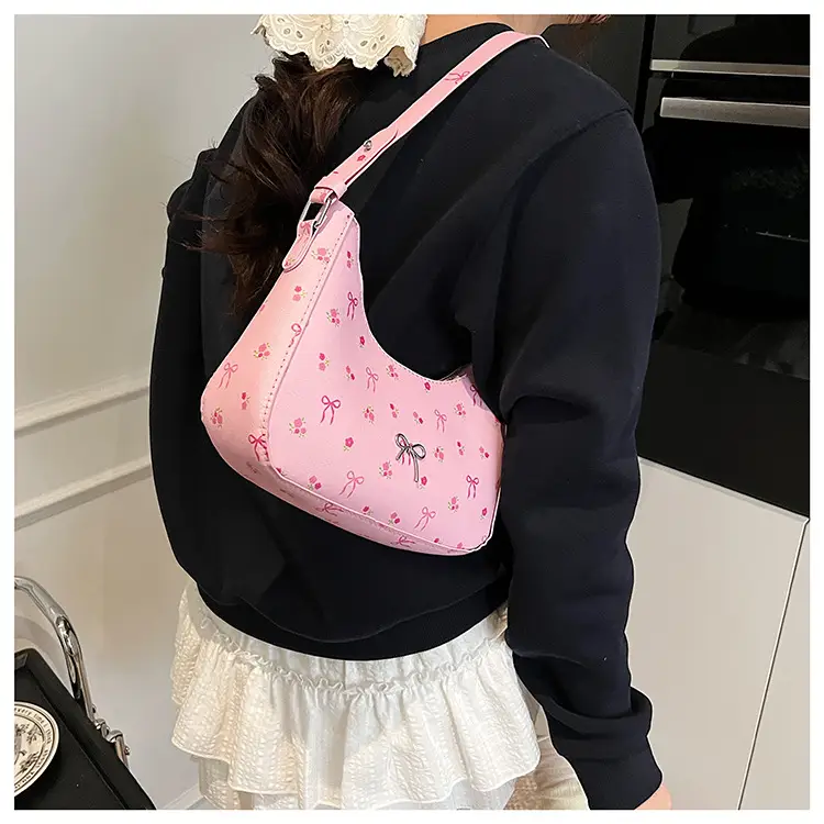 Pink Sweet Print One Shoulder Handbag for Women — feature 21
